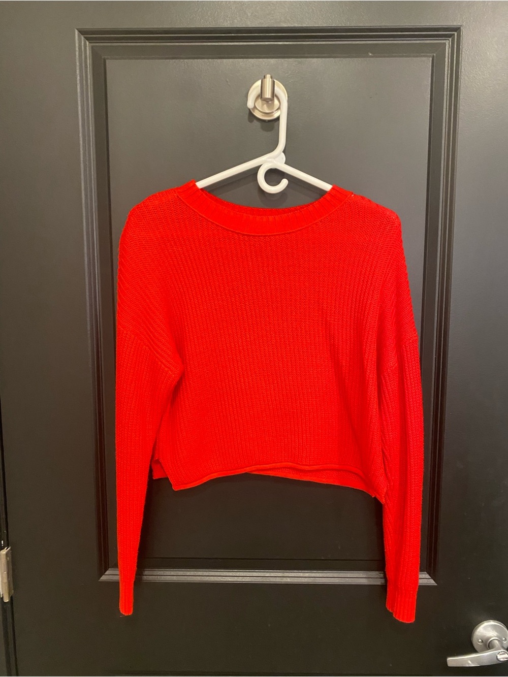 wild fable Bright Red Cropped Knit Crewneck Sweater